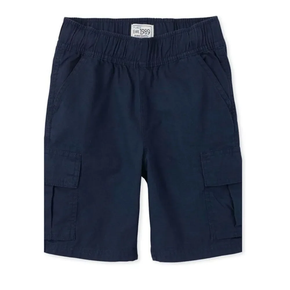 NWT Youth Boys The Childrens Place Navy Blue Chino Pull On Casual Shorts - Sz 16